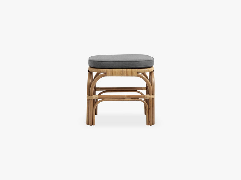 Stool, rattan, w/grey mattress