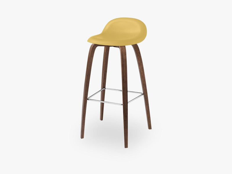 3D Bar Stool - Un-upholstered - 75 cm American Walnut base, Venetian Gold shell