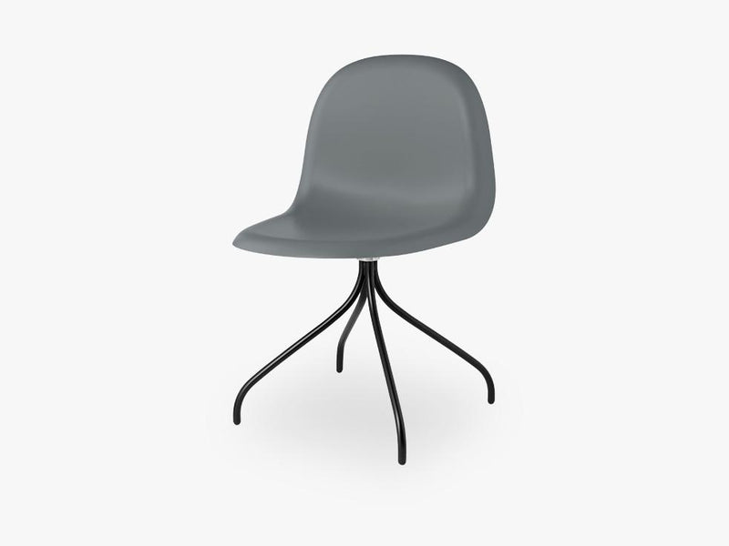 3D Dining Chair - Un-upholstered Swivel Black base, Rainy Grey shell