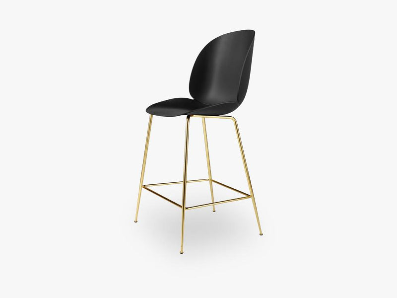 Beetle Counter Chair - Un-upholstered - 64 cm Conic Brass base, Black shell