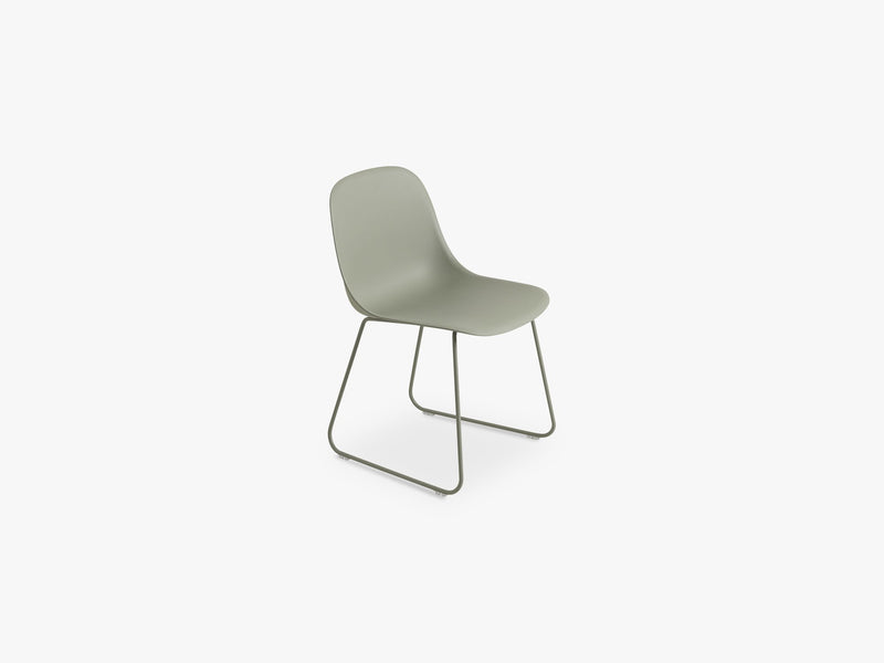 Fiber Side Chair - Sled Base - Normal Shell, Dusty Green/Dusty Green