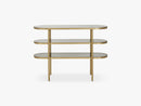 Oval console table, golden/black glass