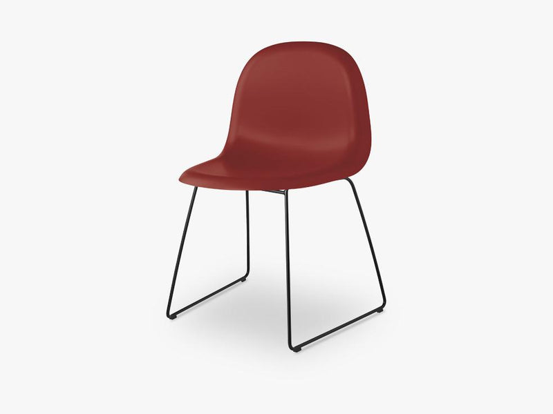 3D Dining Chair - Un-upholstered Sledge Black base, Shy Cherry shell