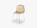 3D Dining Chair - Un-upholstered - Stackable Sledge Crome base, Oak shell