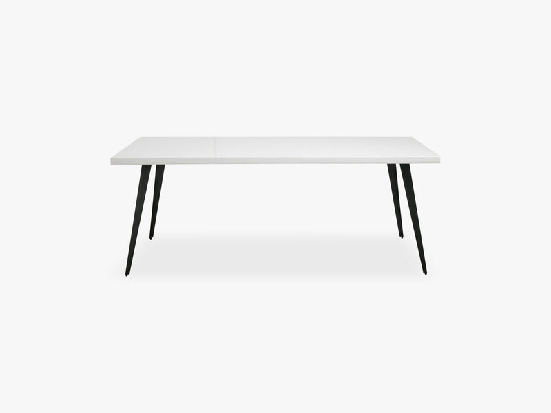 Table, white shiny herringbone, large