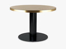 GUBI 2.0 Dining Table - Round - Dia 110 Brass Base, Glass Sand Top