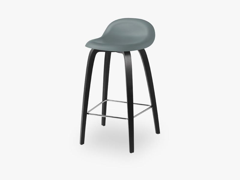 3D Counter Stool - Un-upholstered - 65 cm Black Stained Beech base, Rainy Grey shell