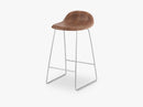 3D Counter Stool - Un-upholstered - 65 cm Sledge Crome base, American Walnut shell