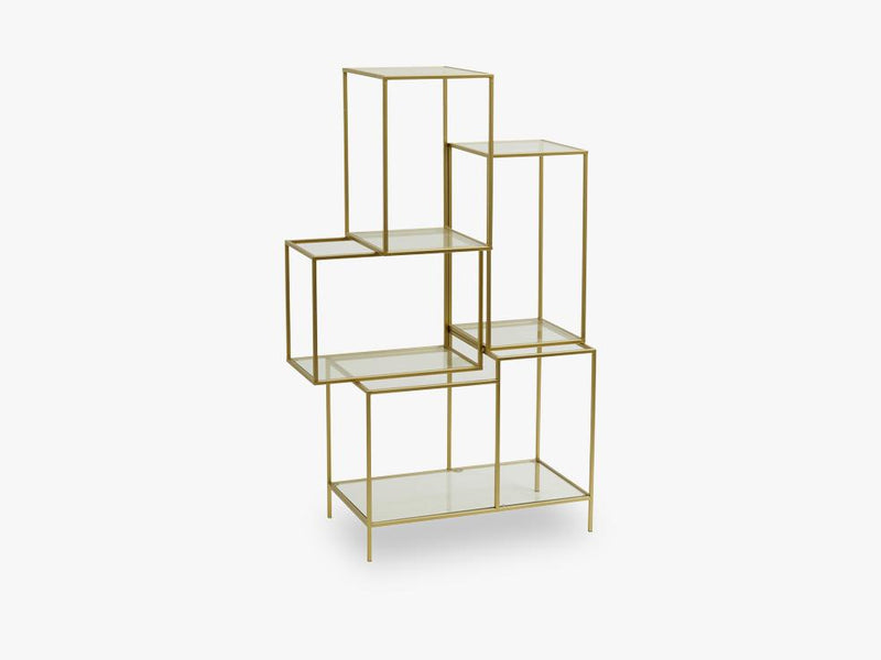 Rack with glass shelves, metal, gold