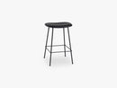Fiber Bar Stool - Tube Base H: 65 Cm, Silk Leather - Black/Black
