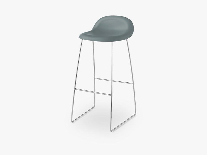 3D Bar Stool - Un-upholstered - 75 cm Sledge Crome base, Rainy Grey shell