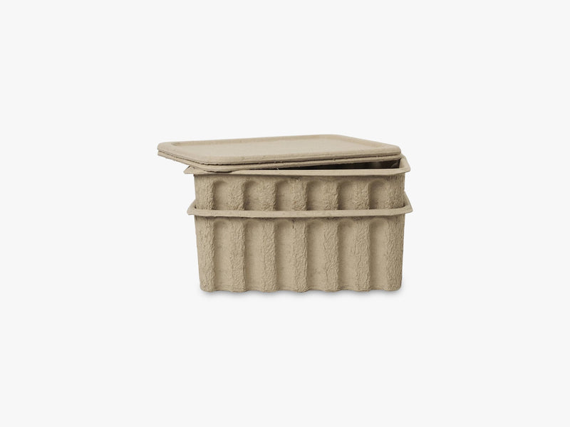 Paper Pulp Box large, set of 2, Brown