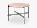 TS Coffee Table - Dia 55 Black base, glass vintage red top