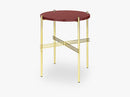 TS Coffee Table - Dia 40 Brass base, glass rusty red top
