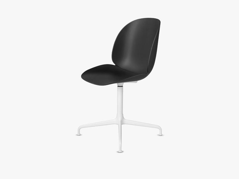 Beetle Dining Chair - Un-upholstered Casted Swivel base White, Black shell