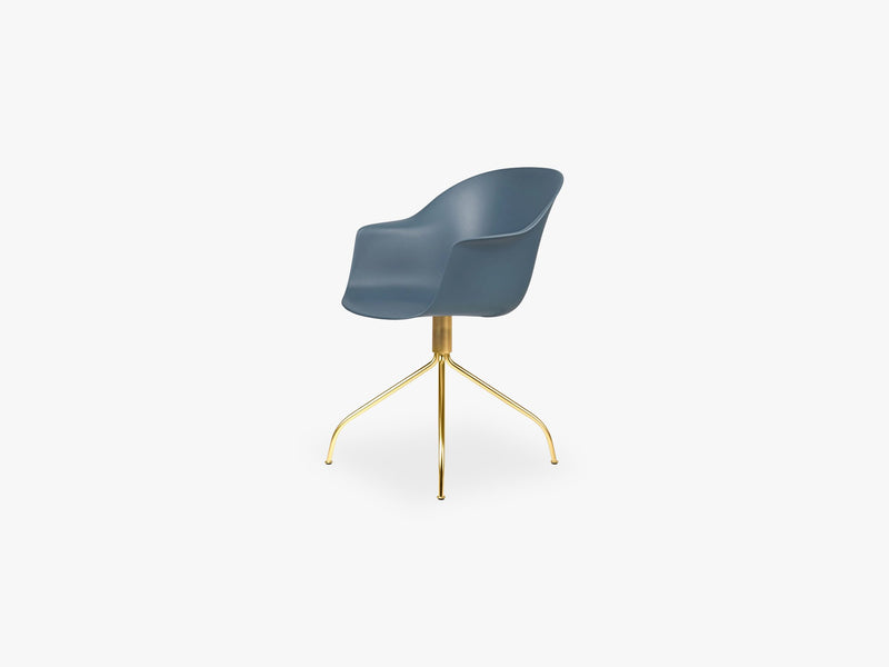 Bat Meeting Chair - Skal m Swivel base - Brass Semi Matt, Smoke Blue