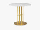 TS Column - Dining Table - Dia 80 Brass base, marble white top