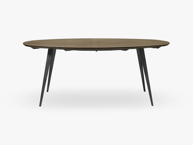 Dining table, oval, dark wood/black legs