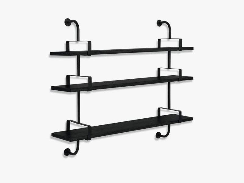 Démon Shelf - 2 Brackets - 155 cm 3 shelves, Black Stained Ash shell