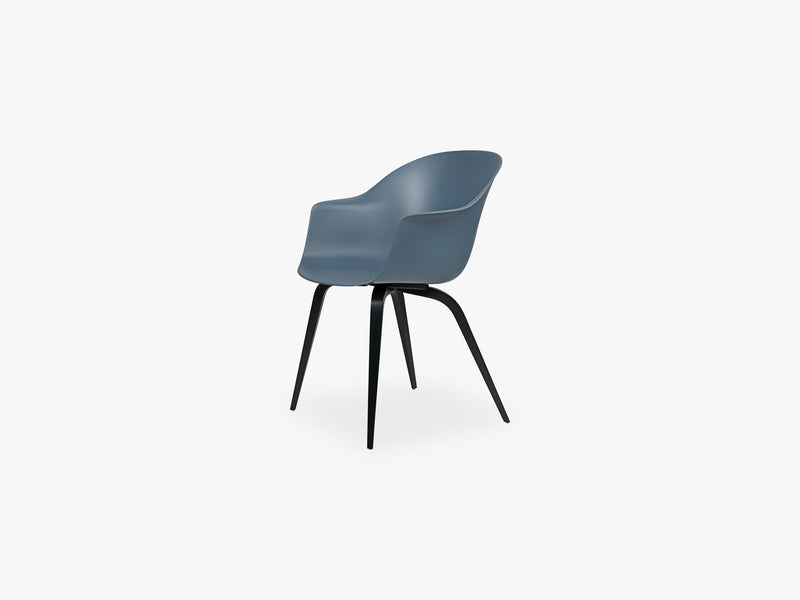 Bat Dining Chair - Skal m Wood base - Black Stained Beech Semi Matt, Smoke Blue