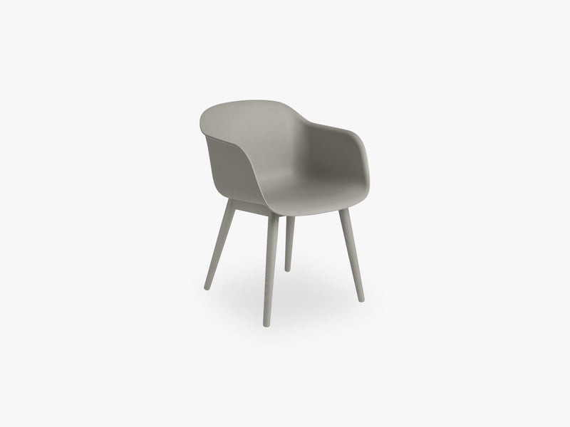 Fiber Armchair - Wood Base - Normal Shell, Grey/Grey