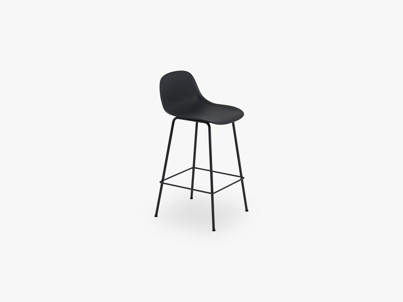 Fiber Bar Stool W Backrest - Tube Base H: 65 Cm, Black/Black