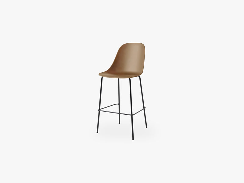 Harbour Side Chair - Bar, Black Steel Base/Khaki Shell