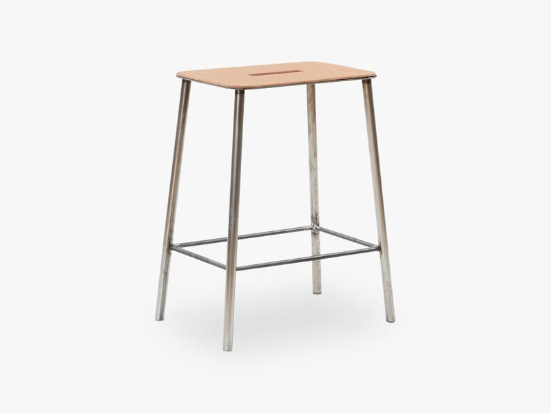 Adam Stool H50, Raw Steel Leather