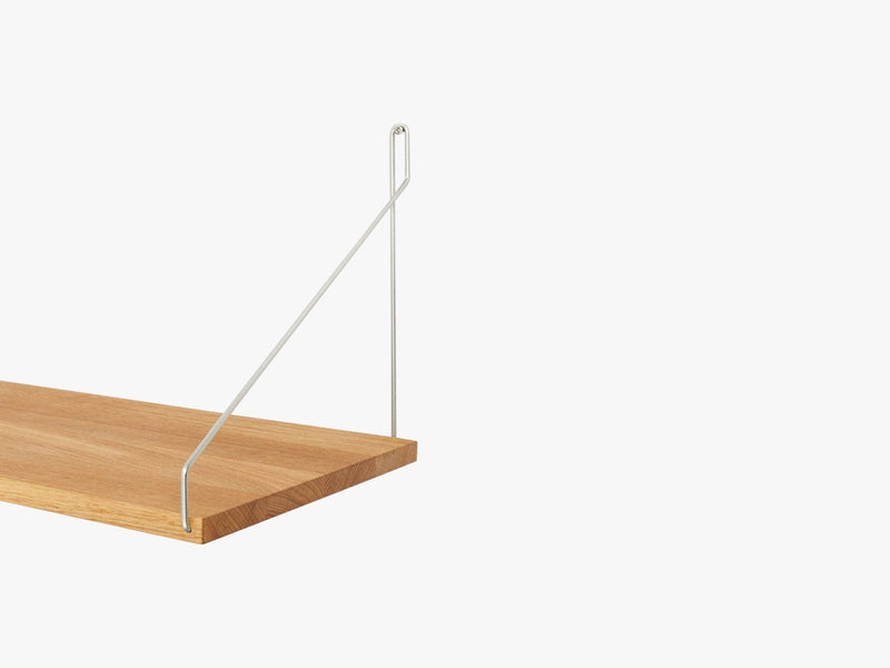 Shelf, oak w stainless steel brackets