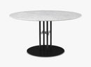 TS Column - Lounge table - Dia 130 Black base, Marble white top