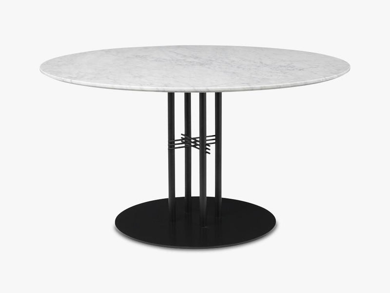 TS Column - Lounge table - Dia 130 Black base, Marble white top