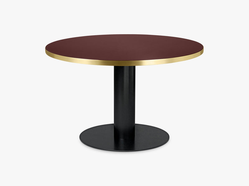 GUBI 2.0 Dining Table - Round - Ø125 - Black base, Glass Cherry Red top