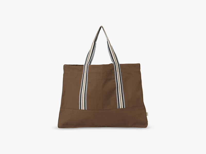 Striped Weekend Bag, Dark Tan