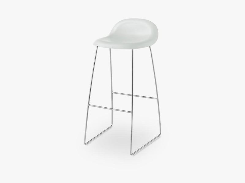 3D Bar Stool - Un-upholstered - 75 cm Sledge Crome base, White Cloud shell