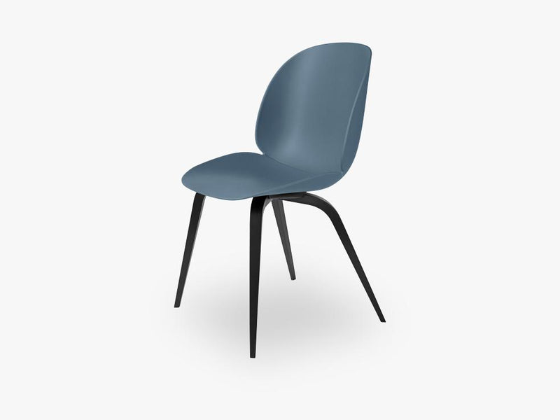 Beetle Dining Chair - Un-upholstered Black Stained Beech base, Blue Grey shell