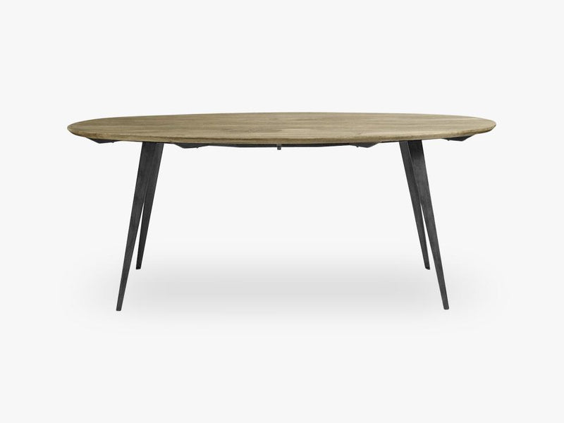 Dining table oval, light wood/black legs