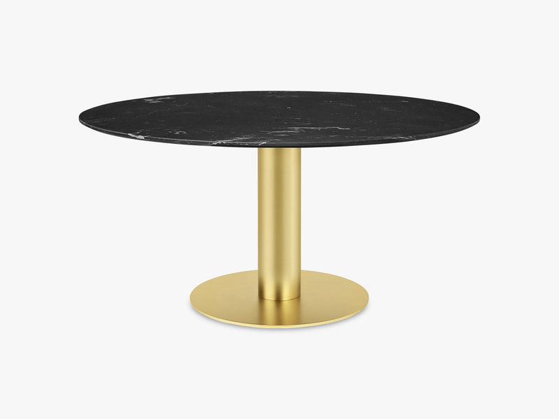 GUBI 2.0 Dining Table - Round - Ø150 - Brass base, Marble Black top