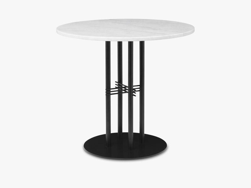 TS Column - Lounge table - Dia 80 Black base, Marble white top