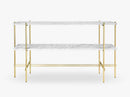 TS Console - 2 rack Brass base, marble white top
