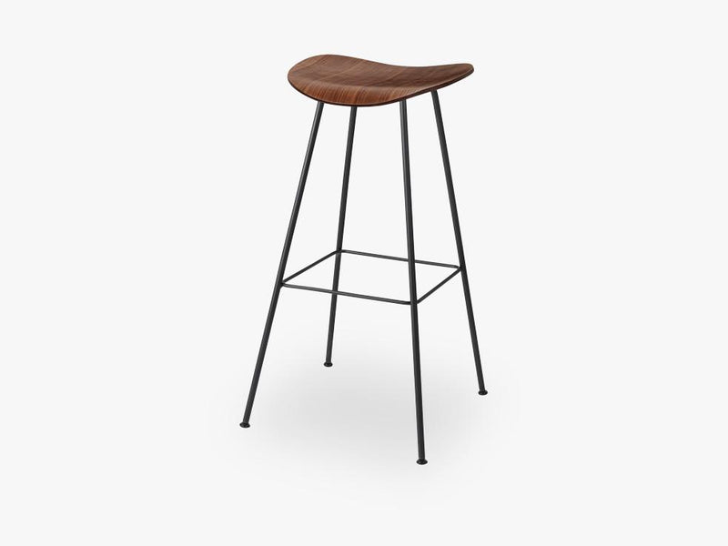 2D Counter Stool - Un-upholstered - 65 cm Center Black base, American Walnut shell