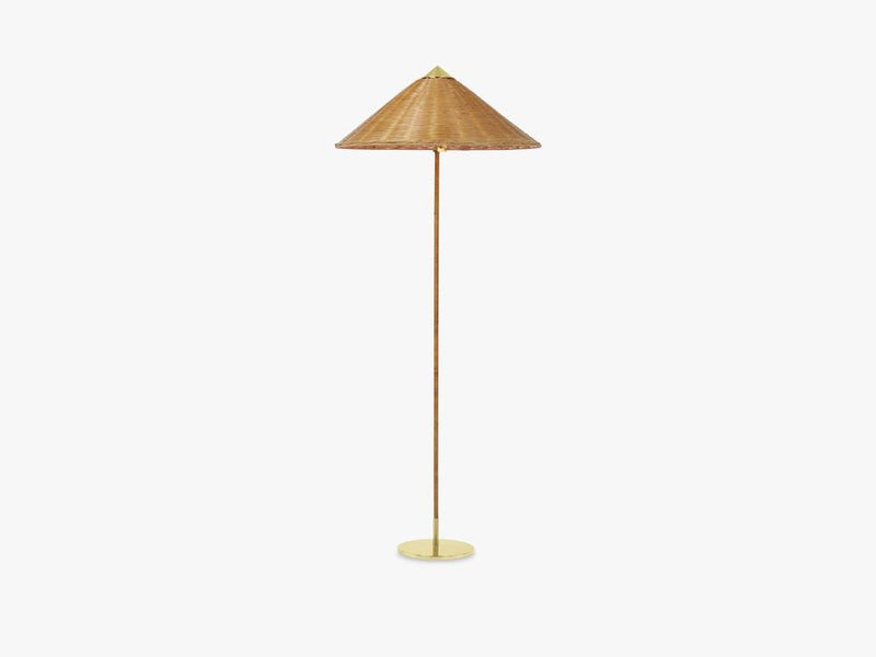 9602 Floor Lamp - Brass base, Wicker willow shade