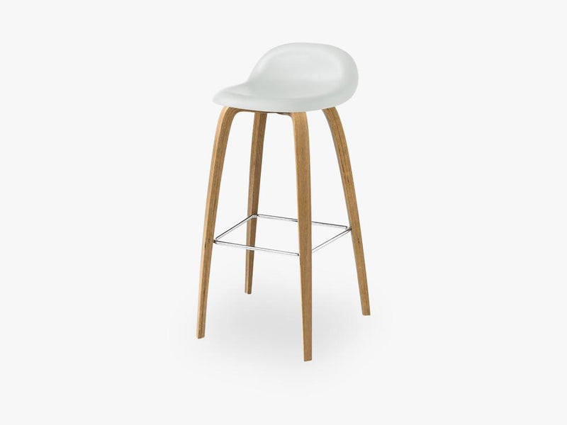 3D Bar Stool - Un-upholstered - 75 cm Oak base, White Cloud shell