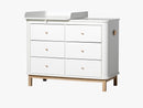 Wood Puslekommode, 6 skuffer m. lille pusleplads, hvid/eg