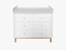 Wood Puslekommode, 6 skuffer m. stor pusleplads, hvid/eg