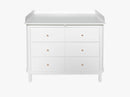 Wood Puslekommode, 6 skuffer m. stor pusleplads, hvid