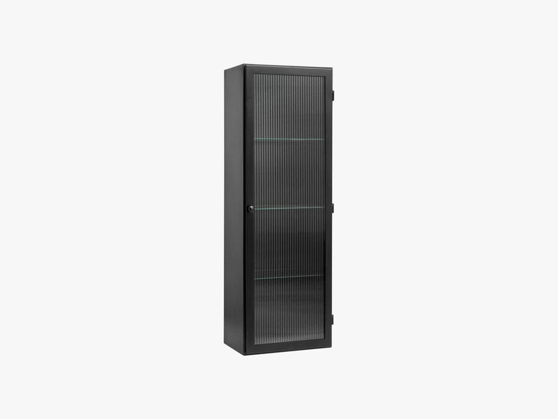 Wall cabinet, black tall, 1 door, groovy