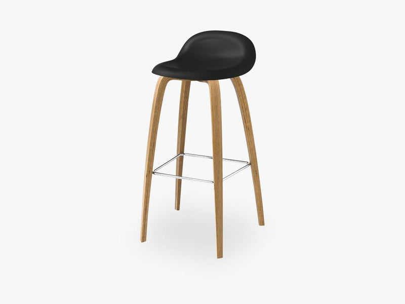 3D Bar Stool - Un-upholstered - 75 cm Oak base, Midnight Black shell