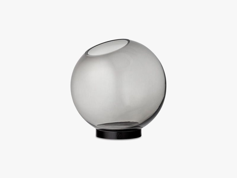 GLOBE vase w stand black, large