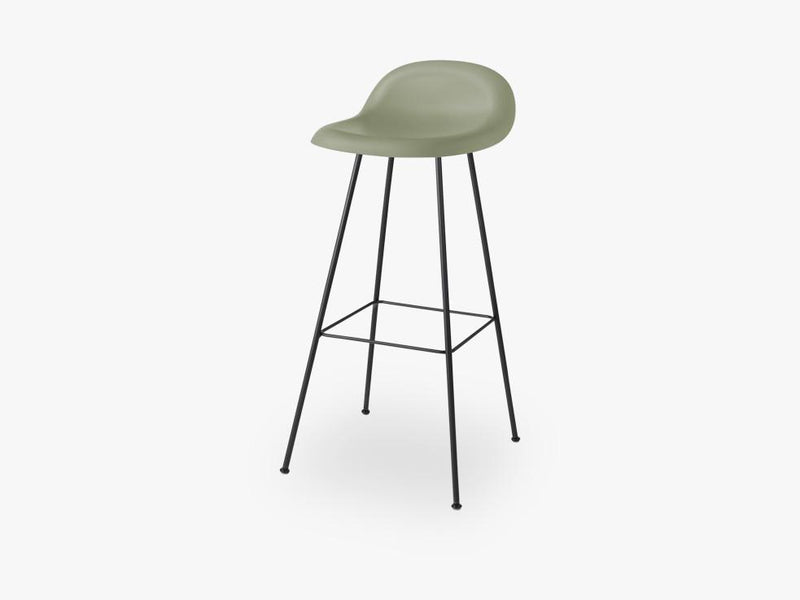 3D Bar Stool - Un-upholstered - 75 cm Center Black base, Mistletoe Green shell