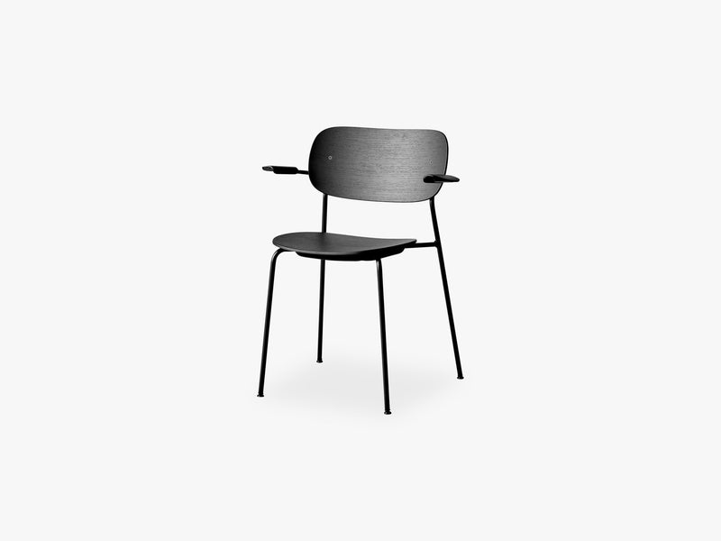 Co Chair Dining - Black Steel Base, Black Oak Seat/Back w/Arms